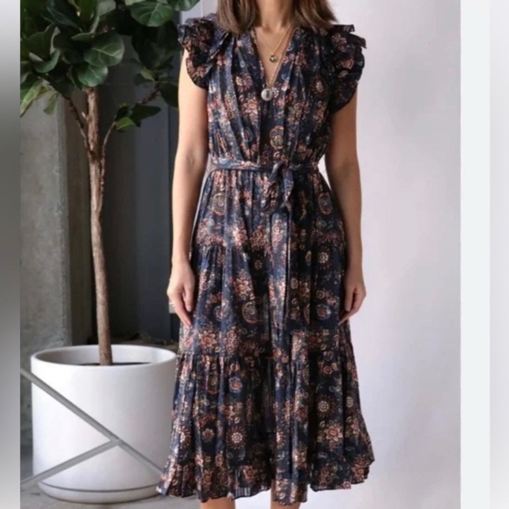 Ulla Johnson, Virginia Floral Midi Dress, Size 10